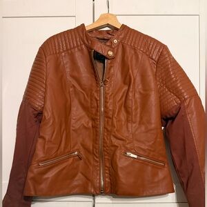 New York & Company Brown Moto Leather Jacket